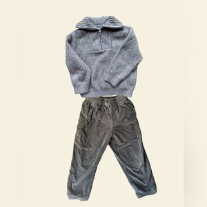 Zara Tan Ribbed Sweater & Zara Grey Lined Corduroy Pants 4T Christmas Outfit